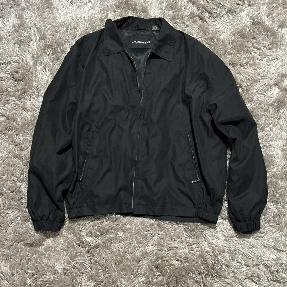 St. John's Bay Black Windbreaker Jacket Lightweight Casual